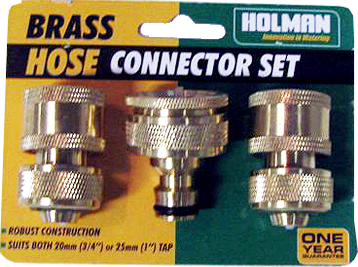 Holman 3 Pce Brass Hose Connector Set